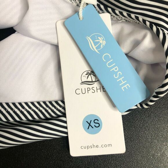 NWT Cupshe Women’s Falbala High Waist Striped Bikini Bottoms Size XS - Picture 6 of 8
